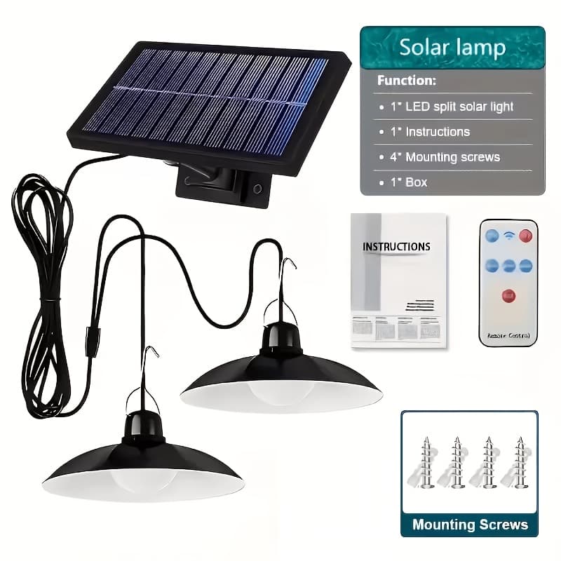 TEMU Solar Pendant Light Outdoor Solar Powered Hanging Lamp With Remote Control Motion Sensor Waterproof Ip55 Led Ceiling Light For Garden Patio Yard Shed Garage Porch 2000lm
