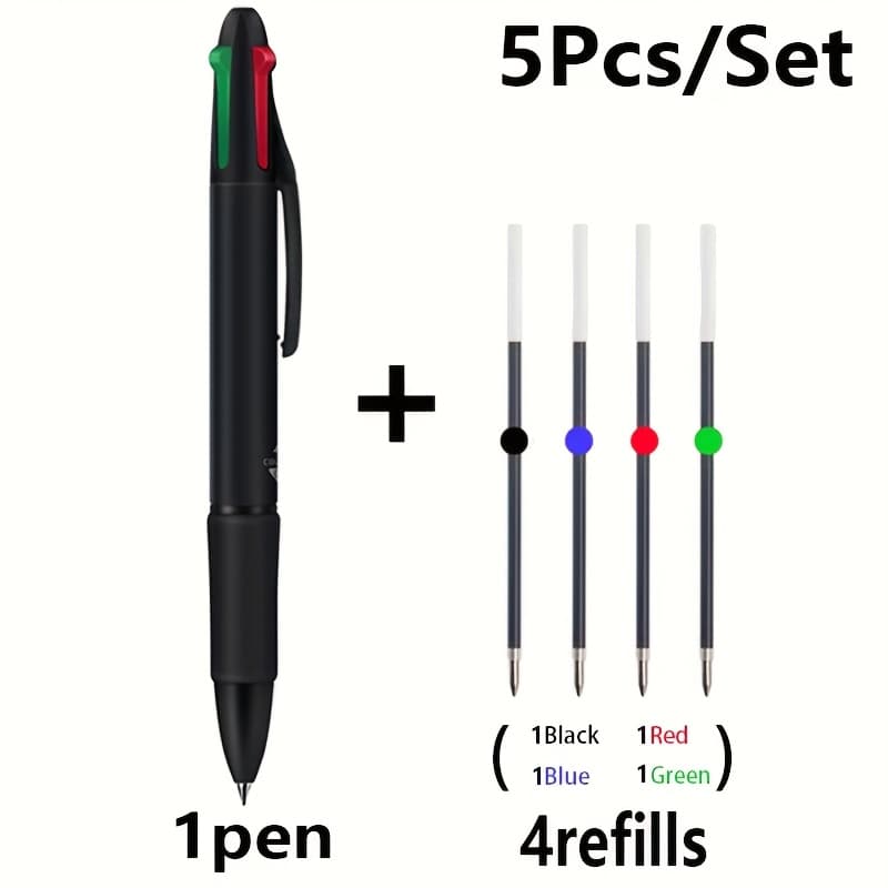 TEMU 5pcs Set Of High-quality Neutral Pens With 0.7mm Refill Cores - Black, Red, Blue Smooth Writing, Ideal For Office Stationery And Fine Writing Tools, Neutral Pen Set