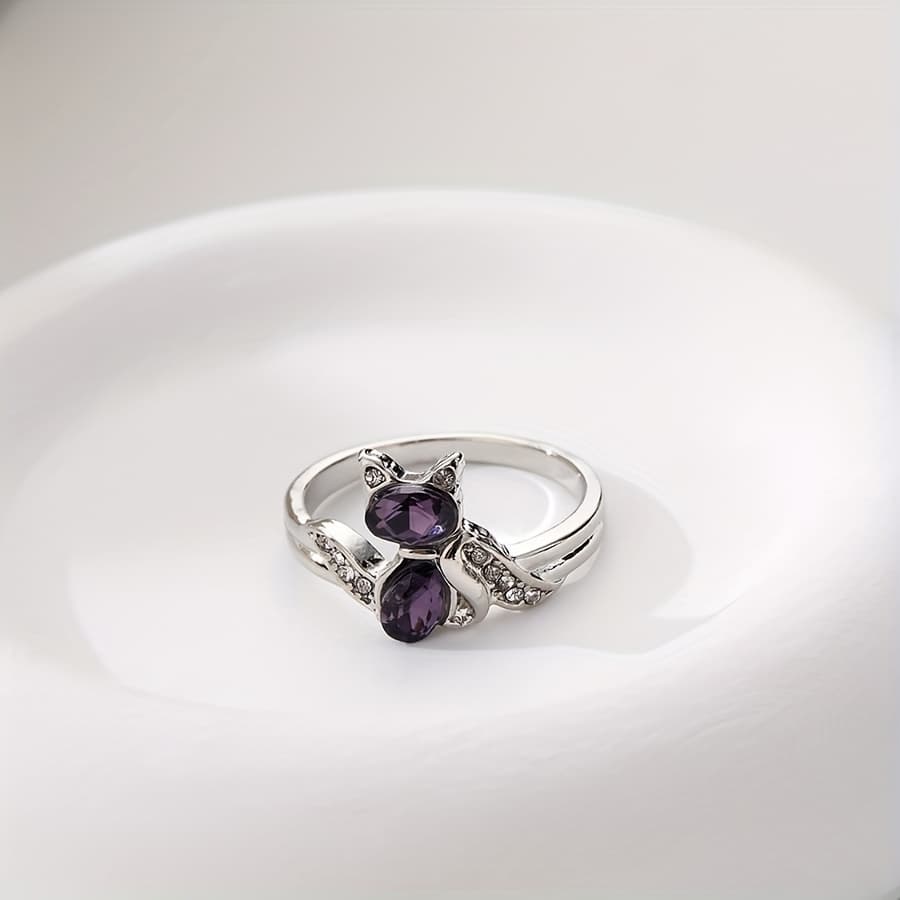 TEMU 1pc Fashion Elegant Luxury Kitten Ring Men's Women's Ring Valentine Gift For Relatives And Gift For Women Anniversary Gift Easter Day Gift