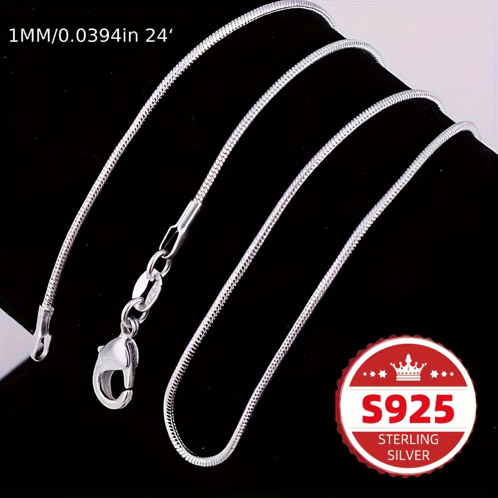 TEMU S925 Sterling Silvery Women's Necklace, Upgraded Spring , Thin Yet Sturdy Stacked Necklace, Multifunctional Necklace, Comfortable, Hypoallergenic, Gift, Women's Jewelry, Gift