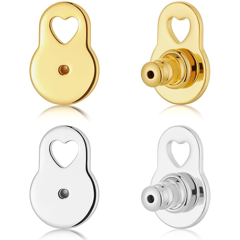TEMU Supportive Earring Backs Designed For Ears, Sturdy Heart-shaped Lifters For Heavy Earrings, Locking Backings For Studs To