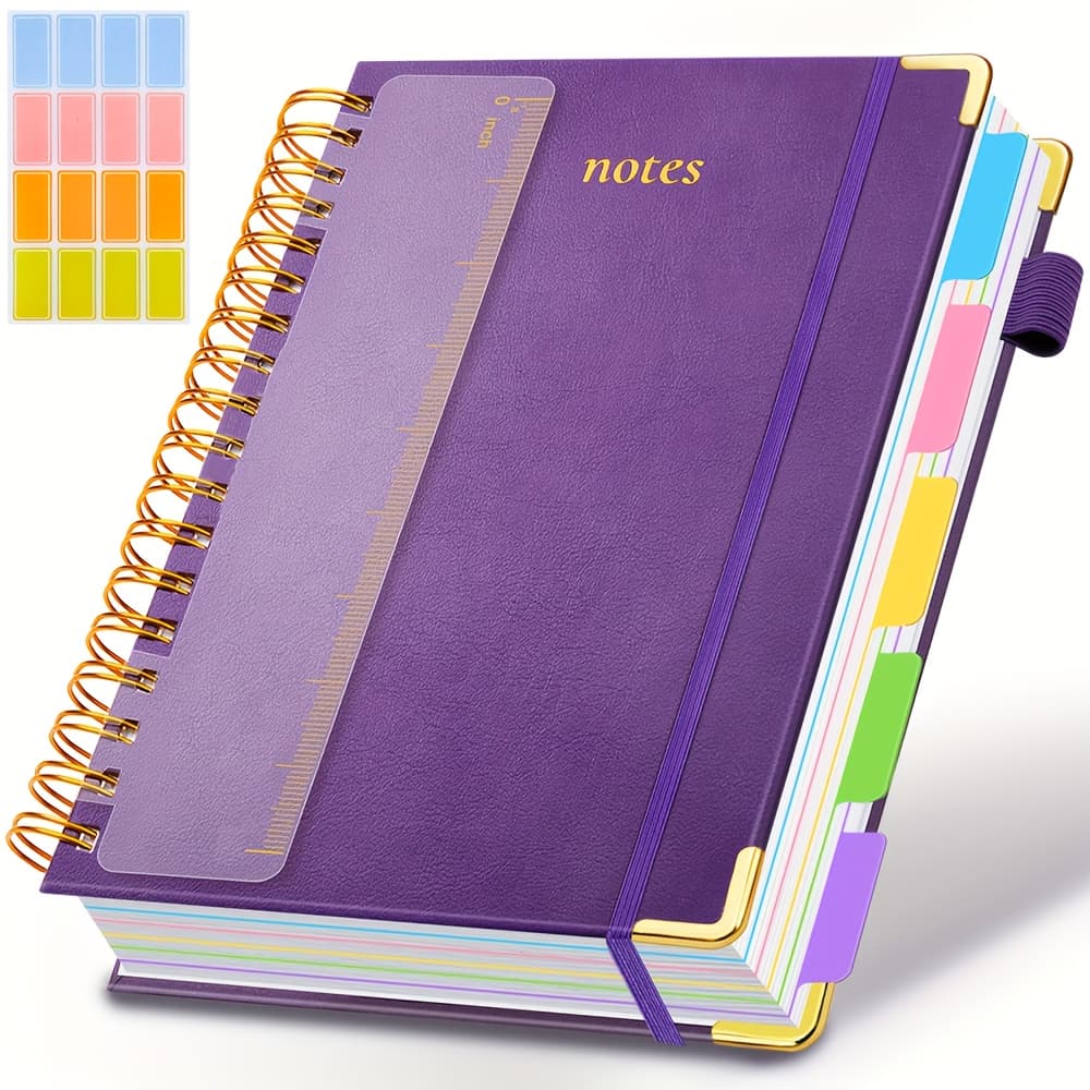 TEMU Gdgdsy A5 Spiral Notebook With Ruler - 300-page Hardcover Journal, 100gsm Thick Paper, Vintage Style, , Pink Leather Cover, Ideal For Work, School, And College Planning, Notebooks And Journals