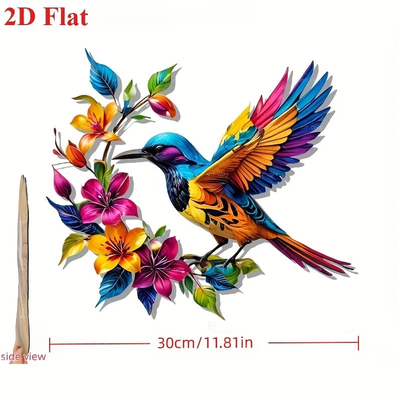 TEMU 2d Flat, 1pc, Bohemian Floral Hummingbird Wall Art Decor - Patio - Garden, Courtyard, Living Room And Bedroom Outdoor Fence Decoration - For Holiday Party Occasions, Perfect Gift For