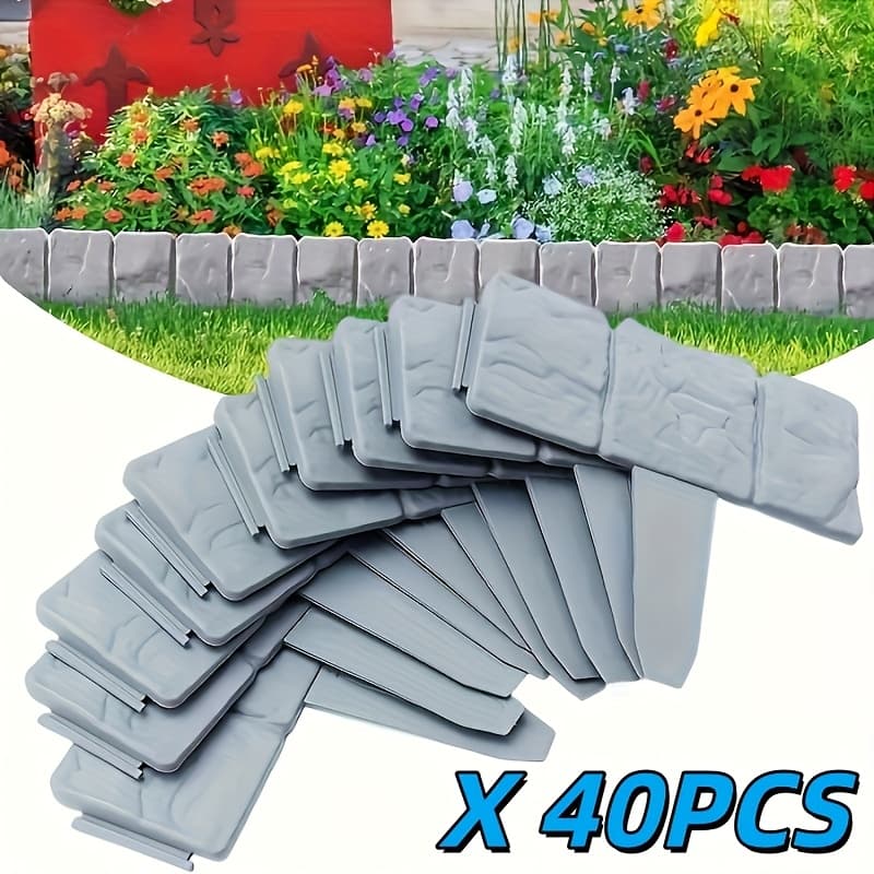 TEMU 40pcs Set Of Garden Landscape Fence, Plastic Garden Fence, Lawn Autumn Decoration, Outdoor Vegetable Garden Partition Fence Decoration