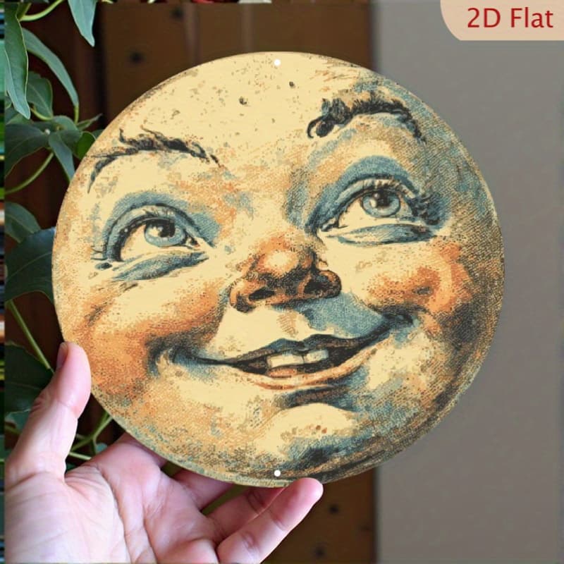 TEMU 2d Flat, 1pc Vintage-style Aluminum Wall Art - Round Humorous Metal Sign With Distressed Effect, Weather-resistant Indoor/outdoor Decor For Home, Cafe, Garden, Unique Gift Idea, 2d Flat