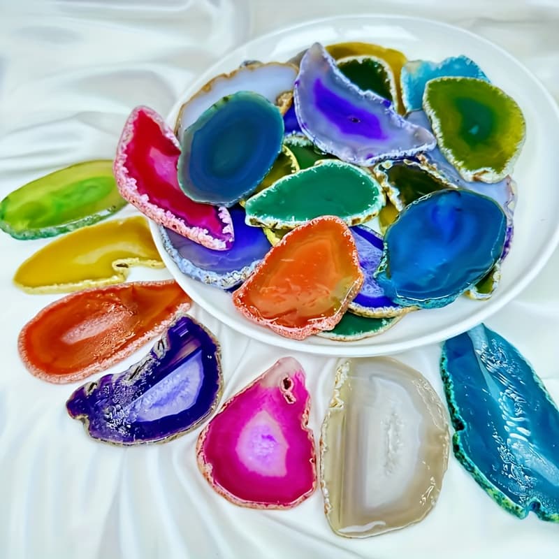 TEMU 10/20pcs Wind Chime Large Agate Slices Pendants For Jewelry Making Jewelry Making Agate Slices Artificial Crystals Bulk Gemstone Slices Beading Supplies Beading Kits Stone Home Decor