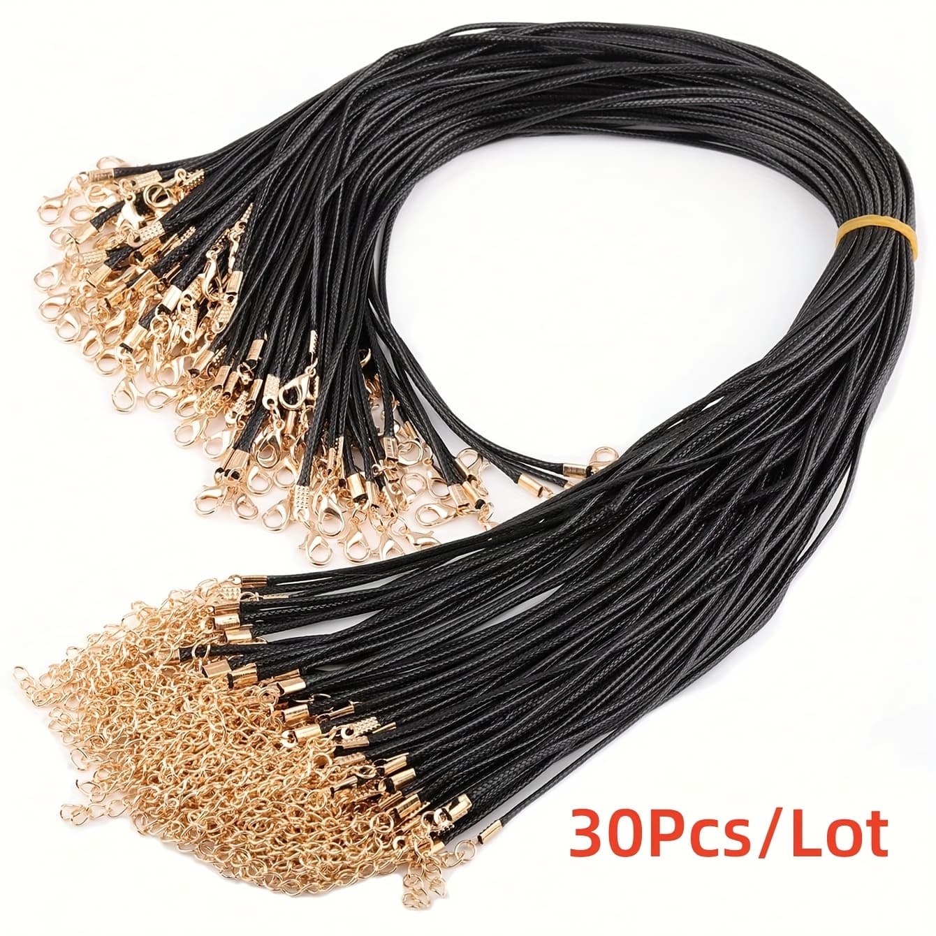 TEMU 8/18/30pcs/.5mm Handmade Leather With Lobster Clasp String Cord Adjustable Braided Rope For Diy Necklaces Pendant Charms Findings