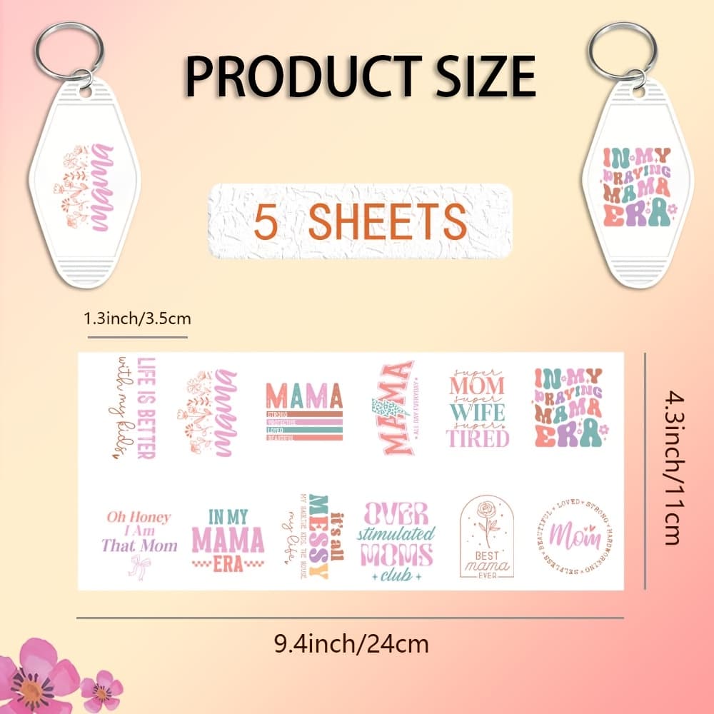 TEMU 60pcs/set Style Themed Uv Dtf Keychain Stickers - Pattern, Suitable For Acrylic Keychains, Motel And Hotel Keychain Decoation,