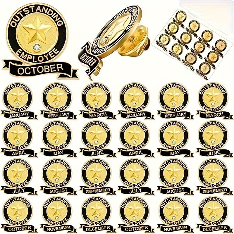 TEMU Skylety 24pcs Employee Of Lapel Pin 1-12 Month Employee Recognition Pins Pins Pins For Employee Team Staff