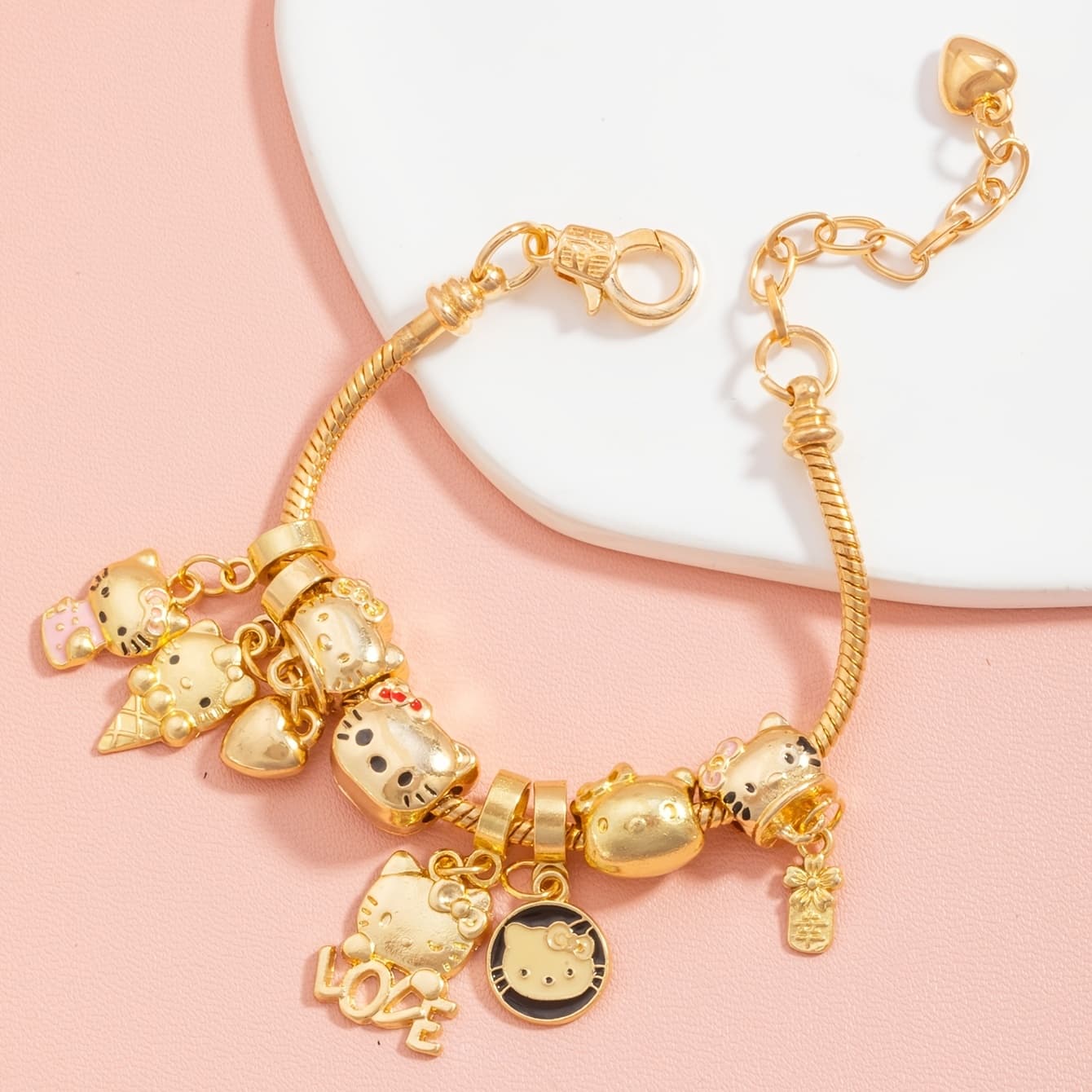 TEMU Cross-border Japanese Anime Hello Kitty Charm Bracelet Additions