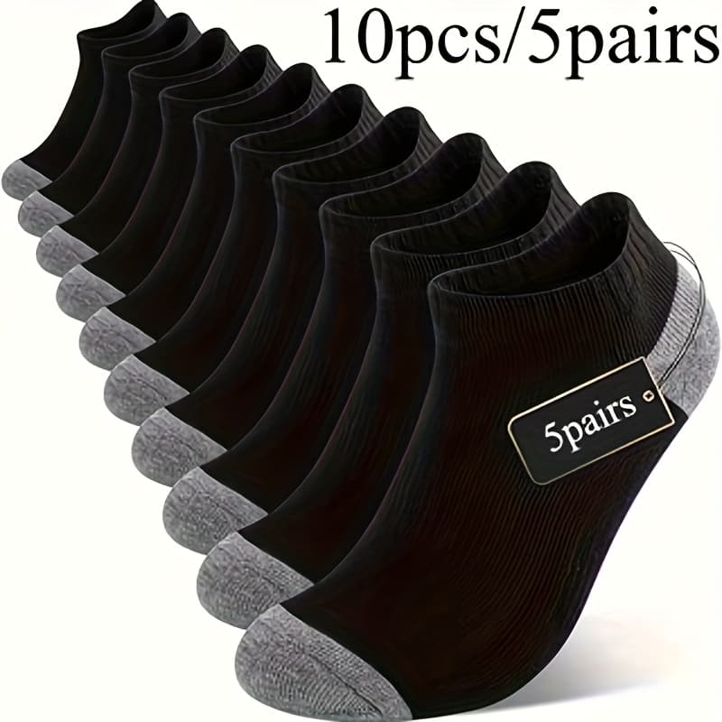 TEMU 5-pack Men's Cushioned Running Socks, 3 Different Colors