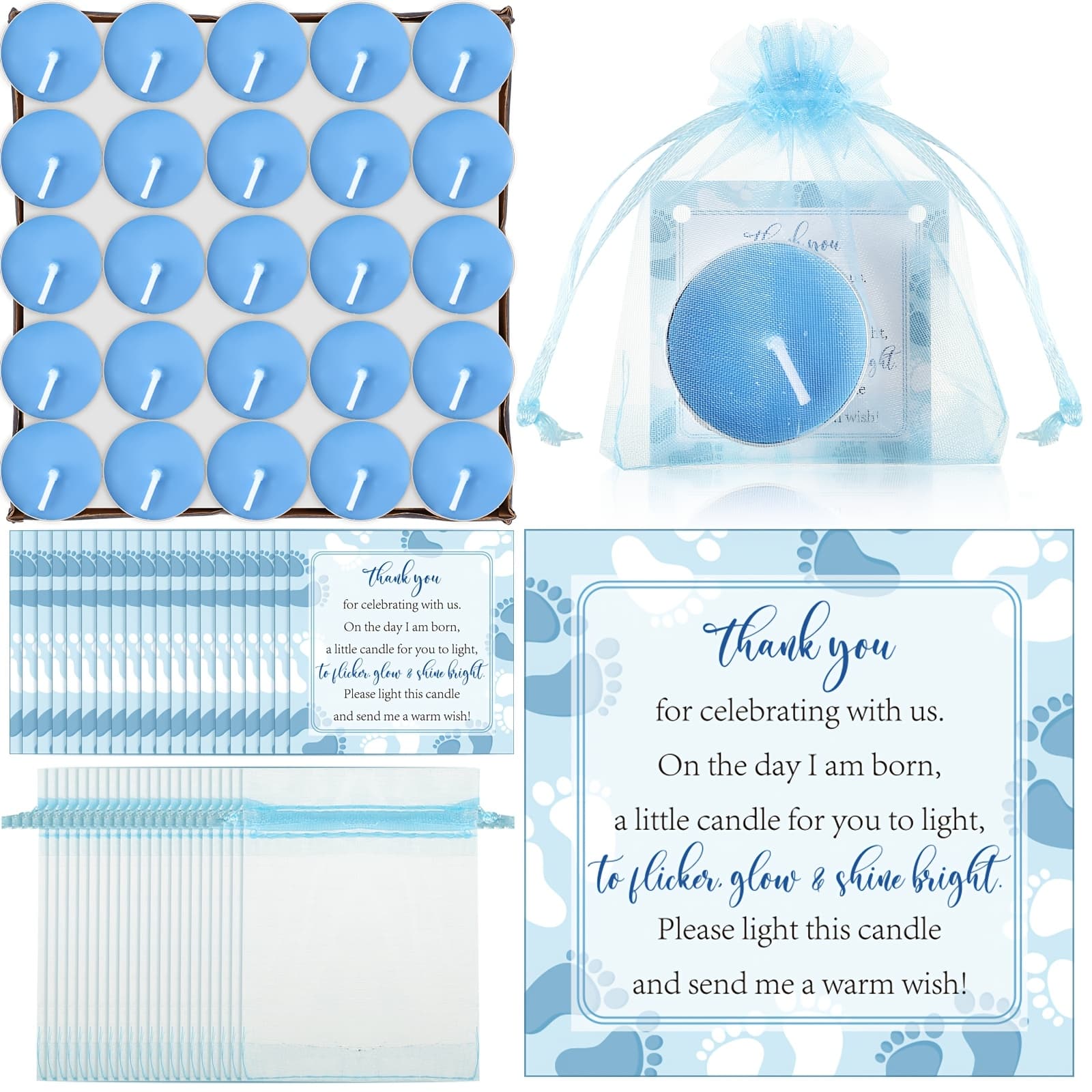 TEMU Gift For Her/him 50 Sets Party Favors Including 50pcs Gift Bags And 50pcs Shower Cards For Gender Reveal Party Supplies (blue)