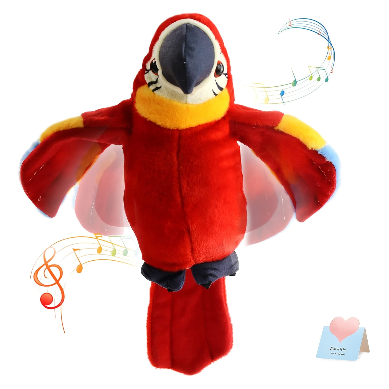 TEMU Red Electronic Concert-playing Parrot Plush Toy Interactive Toy, Recording-filled Animal, What , Wing-flapping Macaw Recording Bird Toy, Suitable For Boys And Girls Of Children
