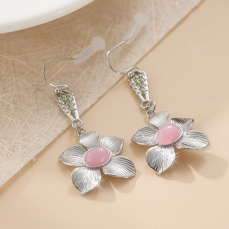 TEMU Vintage Flower Earrings With Conch Botanical Earrings For Women, Dangle Earrings, Unique Jewelry