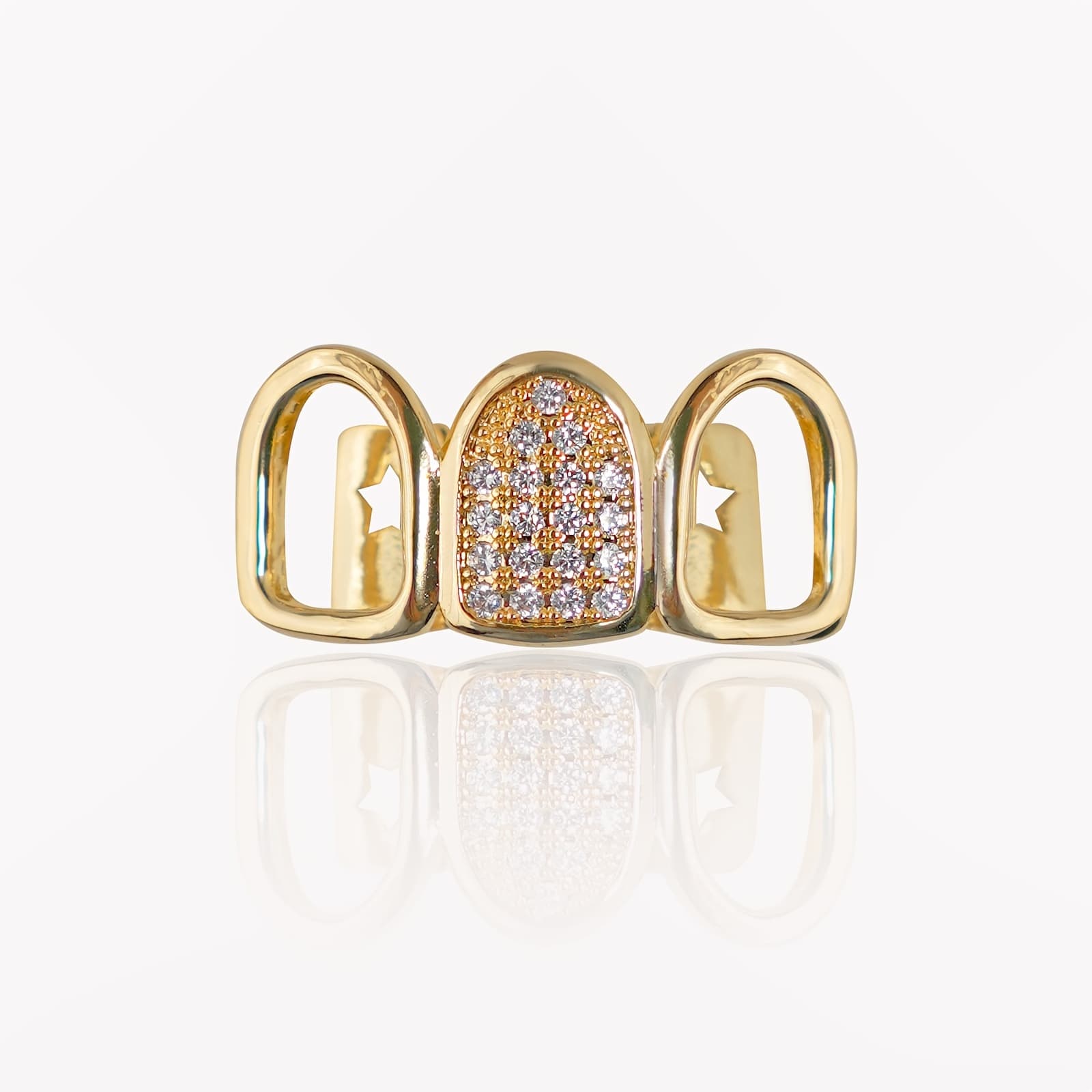 TEMU A Hollow-out Three-tooth Hip-hop Style Dental Jewelry, A Jewelry Accessory For Men And Women, Made Of Copper Alloy