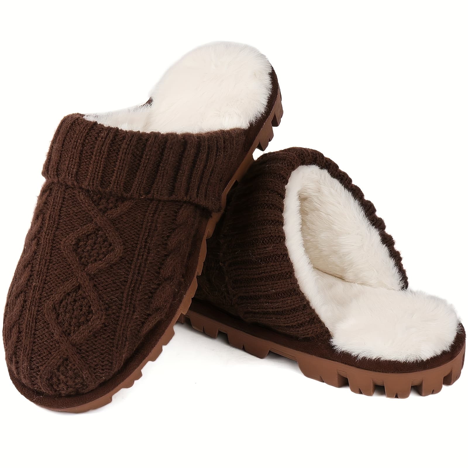 TEMU Women's Thick Lining Plush Half Drag, With, Non-slip Wear-resistant Sole, Soft And Slippers, Christmas Send To Send Is Very Suitable!, Women Shoes