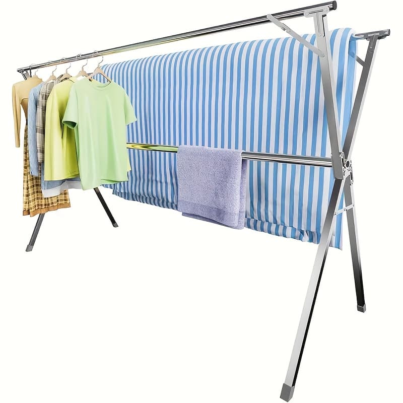 TEMU 62.9 Inch Heavy-duty Foldable Clothes Drying Rack, Space-saving For Indoor/outdoor Use In Apartments, , Laundry Rooms - Portable Laundry Rack For , Drying Racks