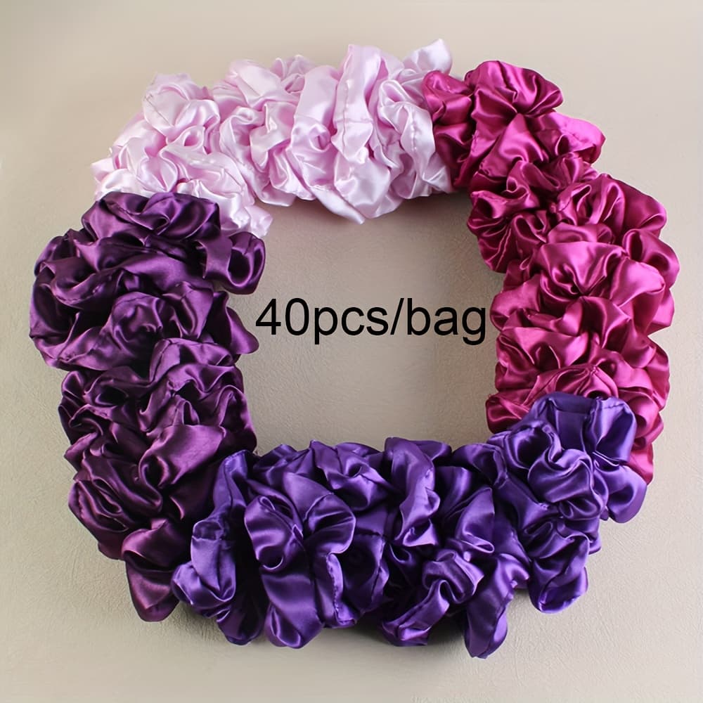 TEMU 40pcs New Cross-border Plain Color Simple Hair Ring Large Circle Fashionable Women's High Versatile Hair Ring