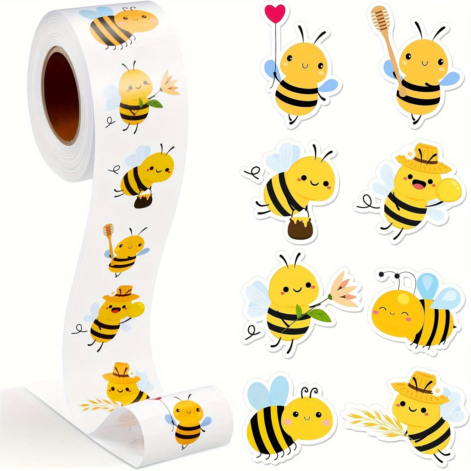 TEMU 500 Adorable Bee Stickers - Great For Presents, Embellishments, And Incentives | Sleek Texture, Unique Form | Office Needs