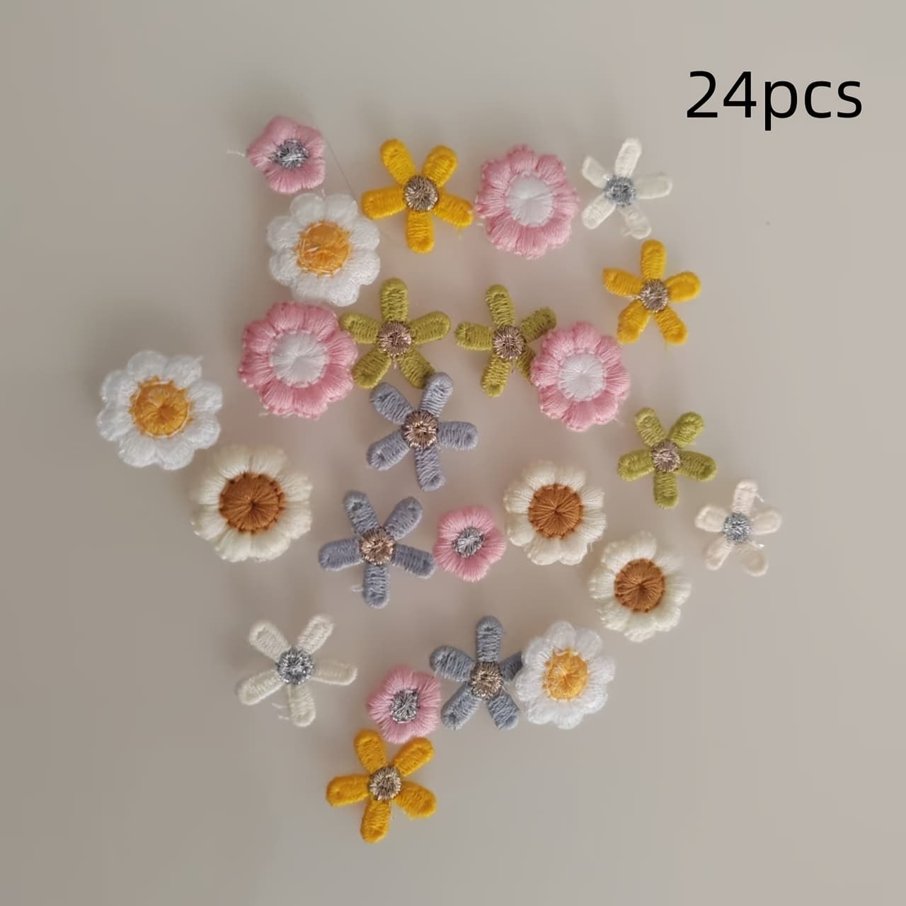 TEMU 24pcs Colorful Crochet Sunflower Patches - Diy Fabric Flowers For Clothing, Hats, Shoes & Accessories, Diy Craft Supplies | Vibrant Sunflower Design | Durable Fabric Flowers, Sunflower Crafts