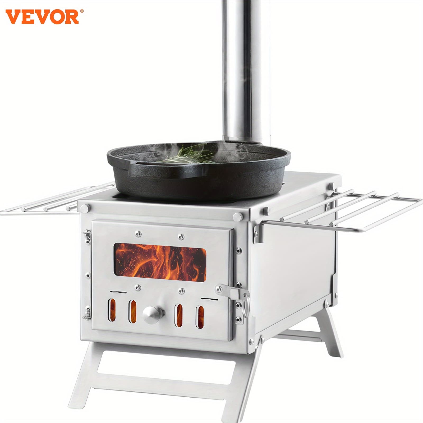 TEMU Vevor Wood , 80 , Steel Camping , Portable Wood Pipes & Gloves, 700in³ Hot For Cooking And Heating 8 Pipes