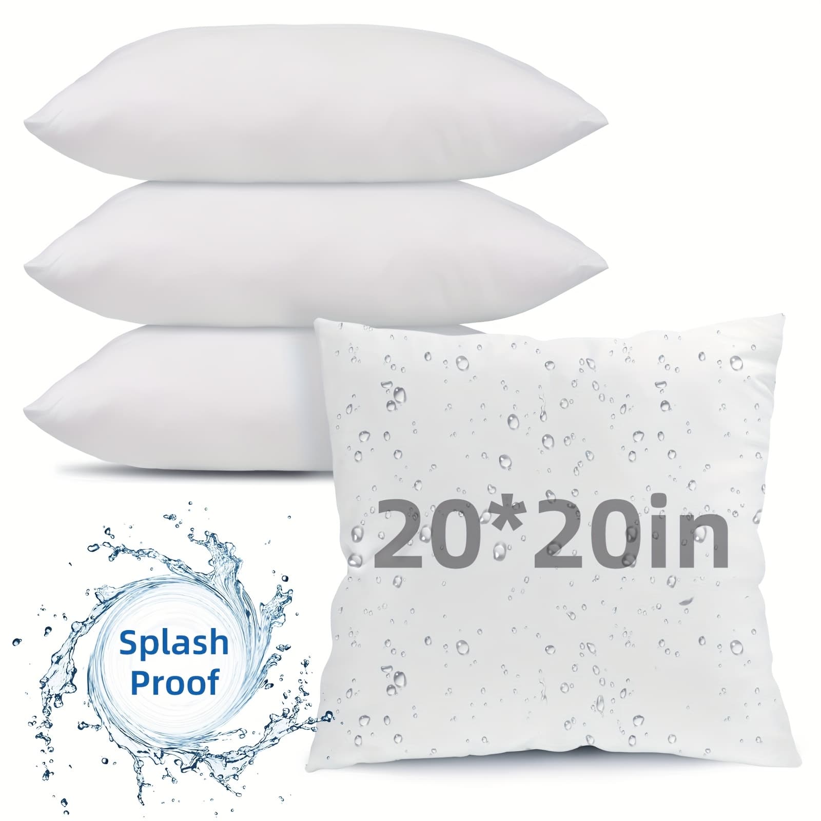 TEMU 4pcs 18×18/20x20/12x20 In Pillow Inserts, Large Throw Pillows Insert, High Quality Couch Pillows, Square Pillow For Patio, Furniture, Bed, Living Room, Garden, White