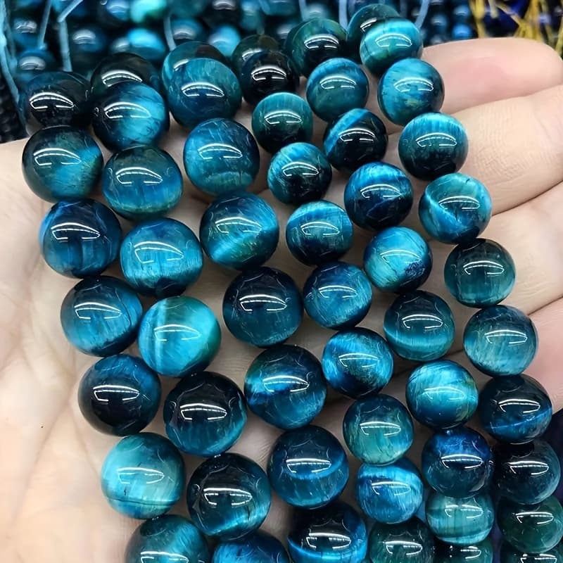TEMU 20pcs 6/8/10mm Aa Natural Stone Tiger Eye Beads Beautiful Loose Spacer Diy Unique Bracelet Necklace Accessories Men' Gift