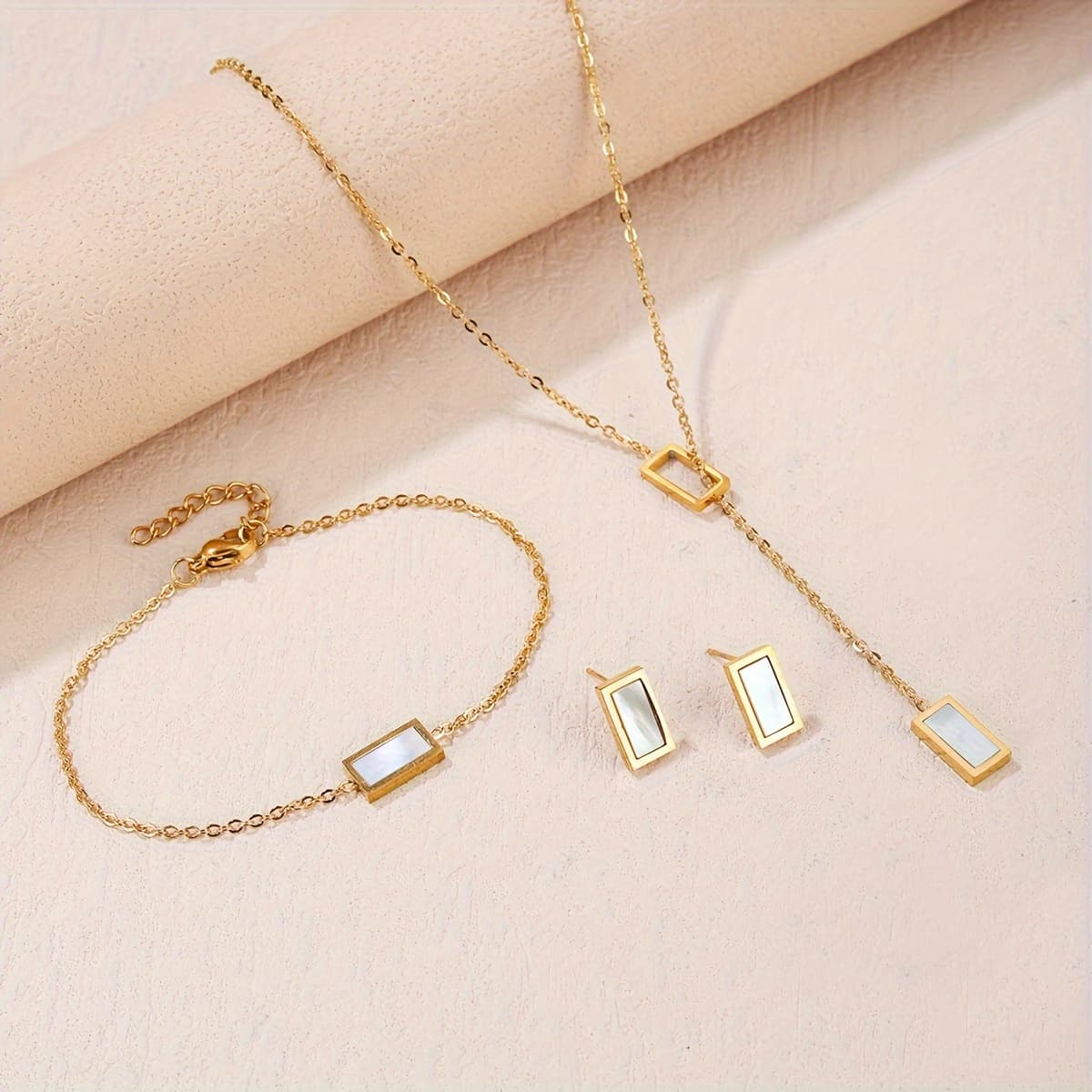 TEMU 4pcs Women's Bohemian Style Stainless Steel Shell Necklace, Bracelet & Earrings Set - Birthday Valentine's Gift For Middle East Dance Accessories