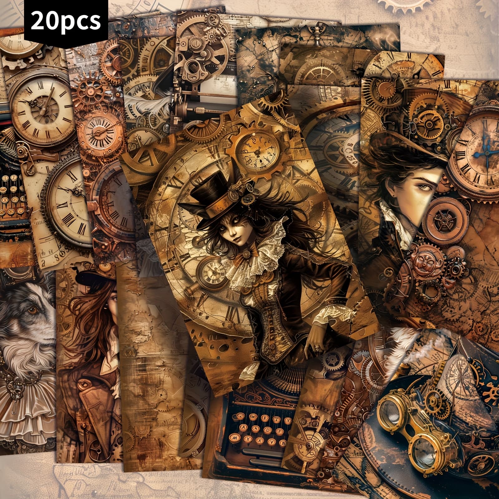 TEMU Set Of 20 Retro-style Mechanical Anthropomorphic Cyberpunk Postcards - Measuring 4x6 Inches, Featuring Classic Pinup Art, Perfect For Scrapbooking And Crafting As Collectible Decorative Cards