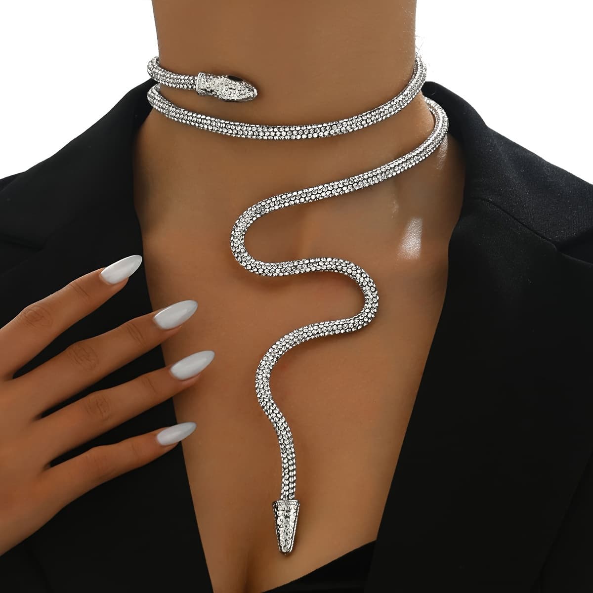 TEMU A Stylish And Easy Shiny Simulation Snake-like Winding Neck Necklace That Bent At Will