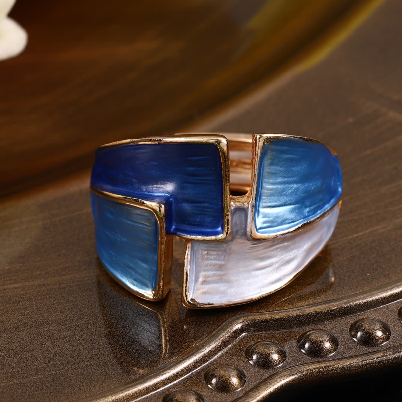 TEMU 1 Ring French Simple Geometric Jewelry Ring Enamel Accessory 2024 Women Birthday Holiday Gift