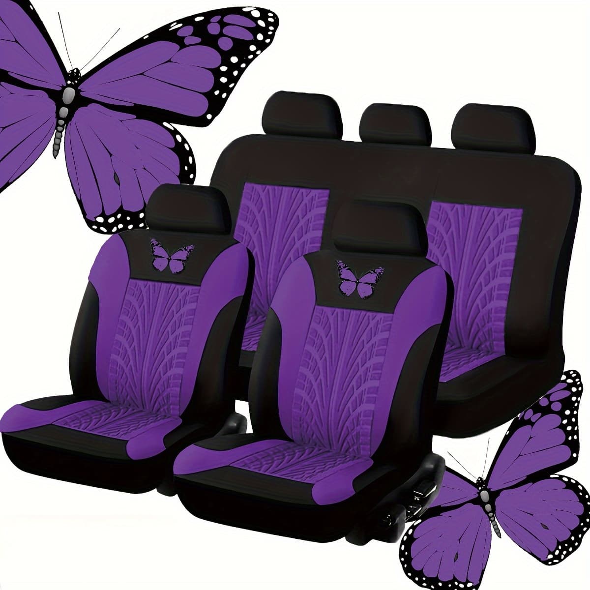 TEMU Universal Car Seat Cover Press 5-seater Full Set Of 9pcs (2 Front Seats + 1 Rear Backrest Cover + 1 Rear Seat Cushion Cover + 5 Headrest Covers)