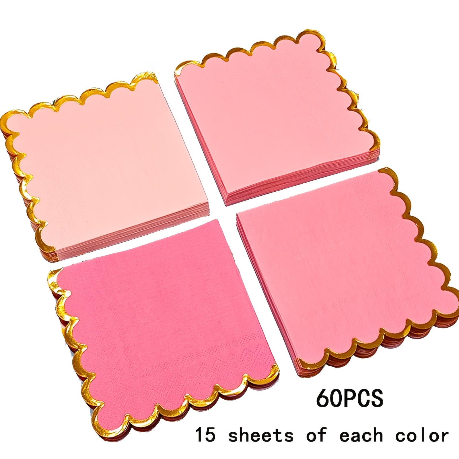 TEMU Pack Of 60 Disposable Napkins Featuring Details And Scalloped Edges, Perfect For Party Decorations , Bridal Events, Dinners, And Lunches