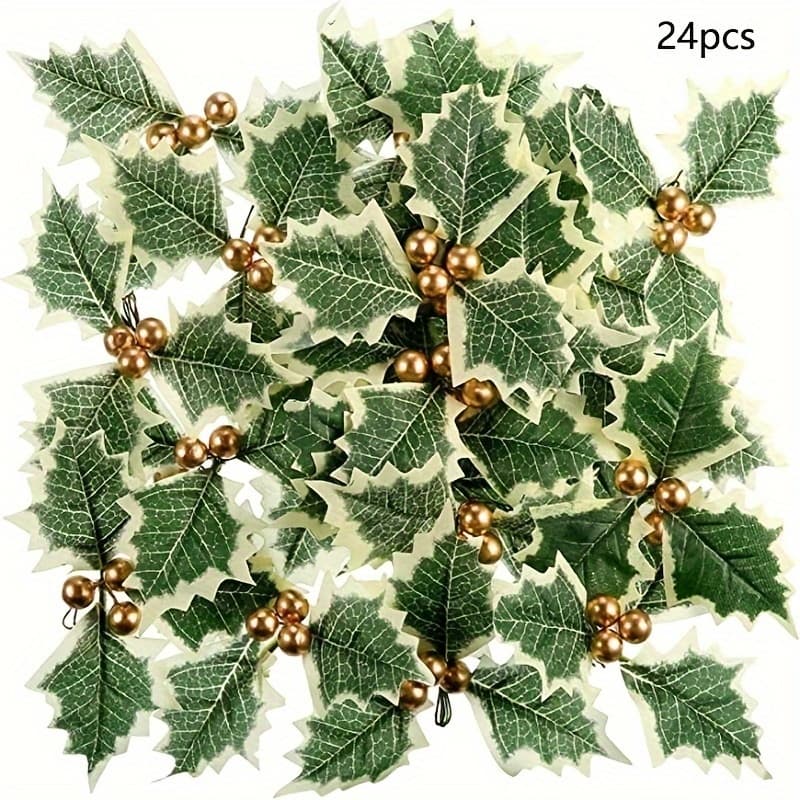 TEMU Set Of 24 Artificial And Greens - Ideal For Christmas Wreaths, Cake Embellishments, Projects, Wedding Decor, And Holiday Decorations