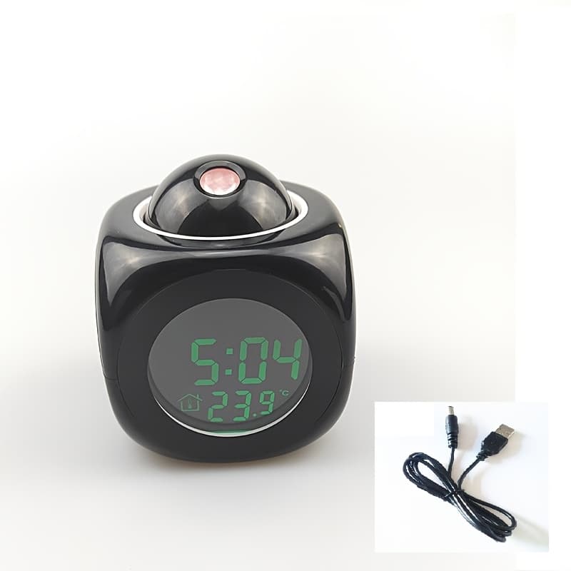 TEMU Alarm Clock With Voice Alerts & Projection Display, Button & Temperature - Square Bedside/desk Clock, Durable Plastic, - (aaa Batteries Not Included) - Ideal Christmas/holiday Gift For S &