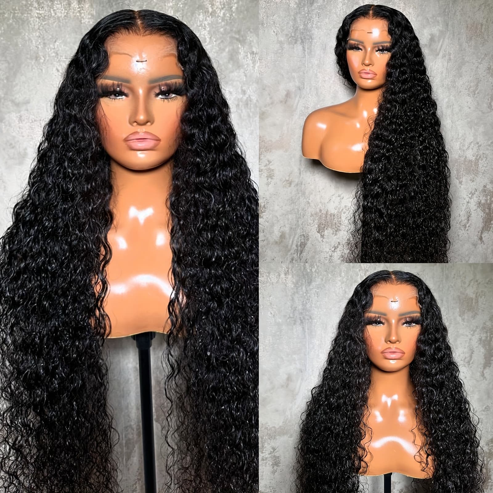 TEMU 13x4 Deep Curly Lace Wig Black Curly Wig High-temperature Fiber Transparent Lace Front Wig Deep Curly Lace Front Wig Natural Black 180 Density Wig For Women 28 Inch