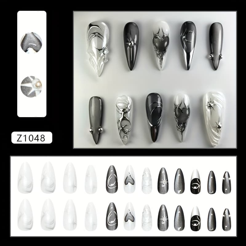 TEMU Black Cat--dimensional European And American Niche Dark European And American Detachable Nail Art Pieces
