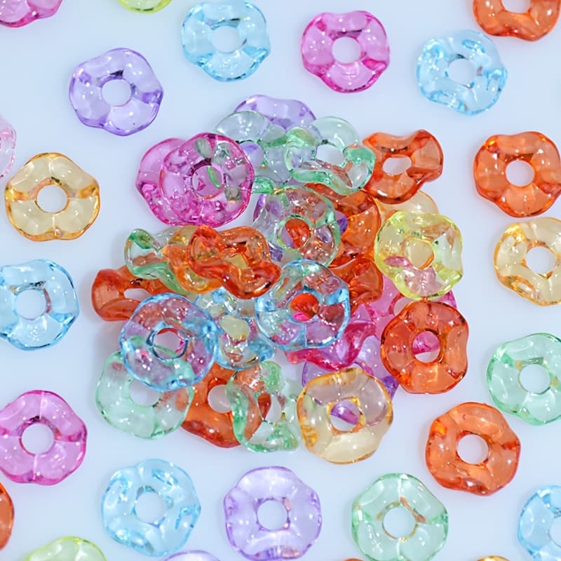 TEMU 100pcs Random Colors Transparent Acrylic Twisted Rings Bead Strands For Handmade Necklace Jewelry Making Craft Supplies