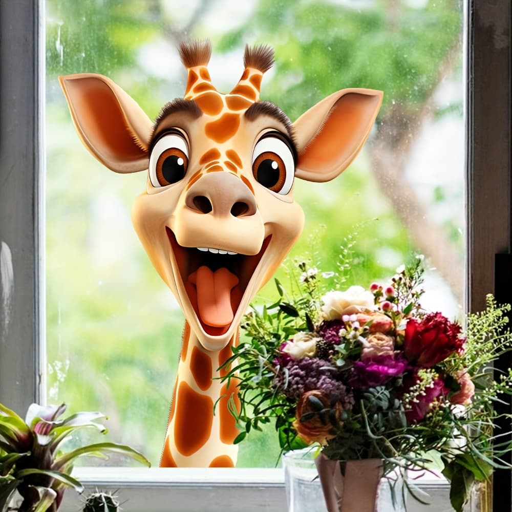TEMU 1 Giraffe Window Sticker Home Decor Bathroom Diy Sticker Wall Sticker