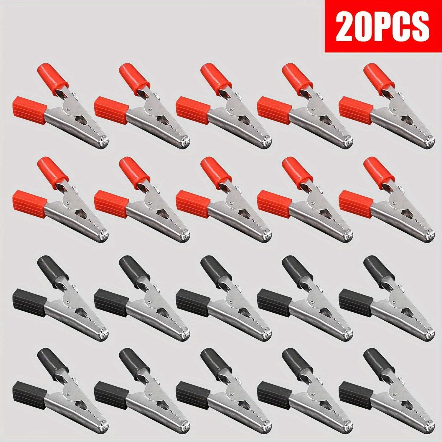 TEMU 20pcs Metal Alligator Clips With Sheath, Crocodile Test Clamps, Jacket Clips, Electrician Clips, Cable Clipsfor Electrical Or Laboratory Testing