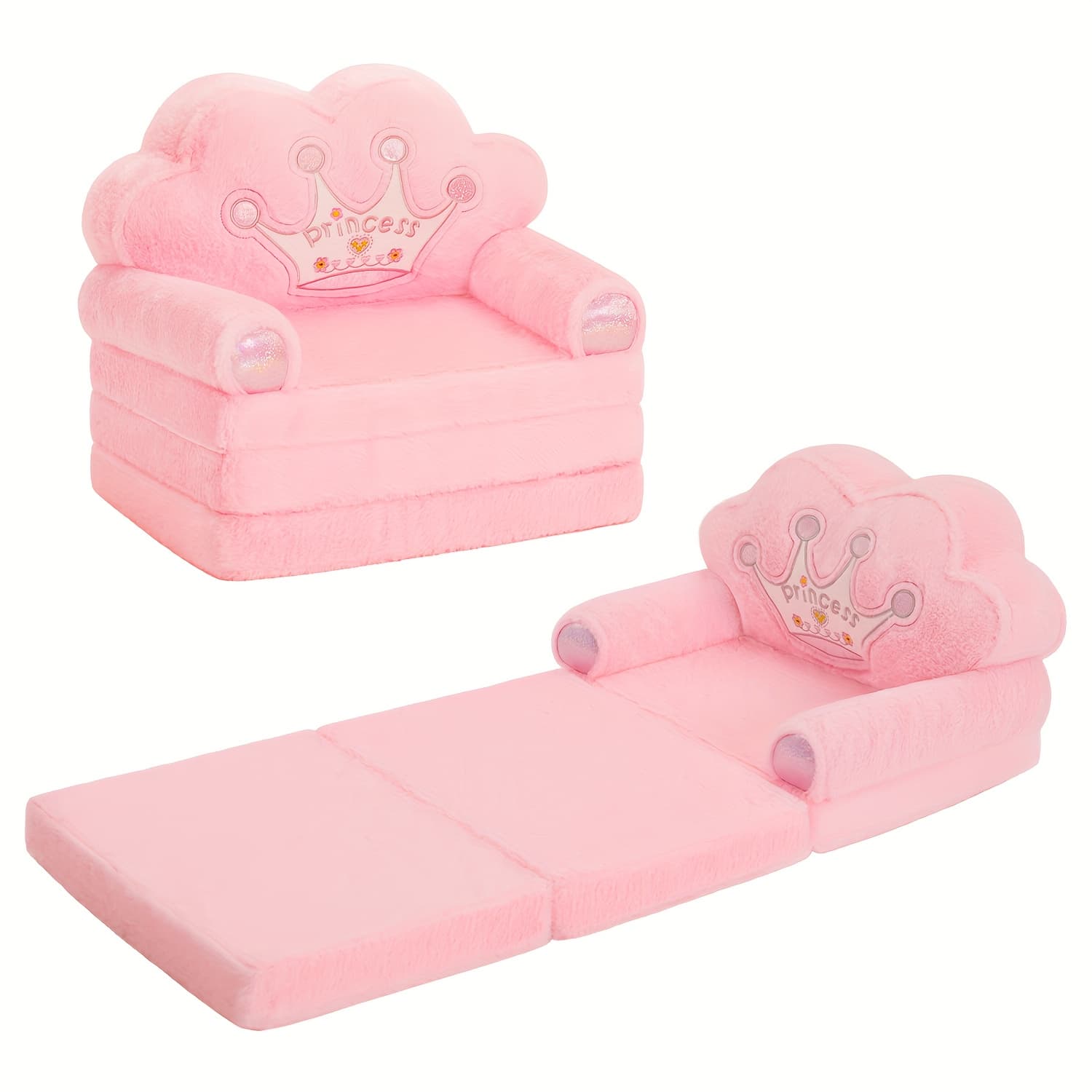 TEMU Kids 2-in-1 Foldable Sofa & Pillow, Soft Plush Memory Foam Children's Lounger, Washable Cover, Cute Birthday & Holiday Gift For Kids Playroom