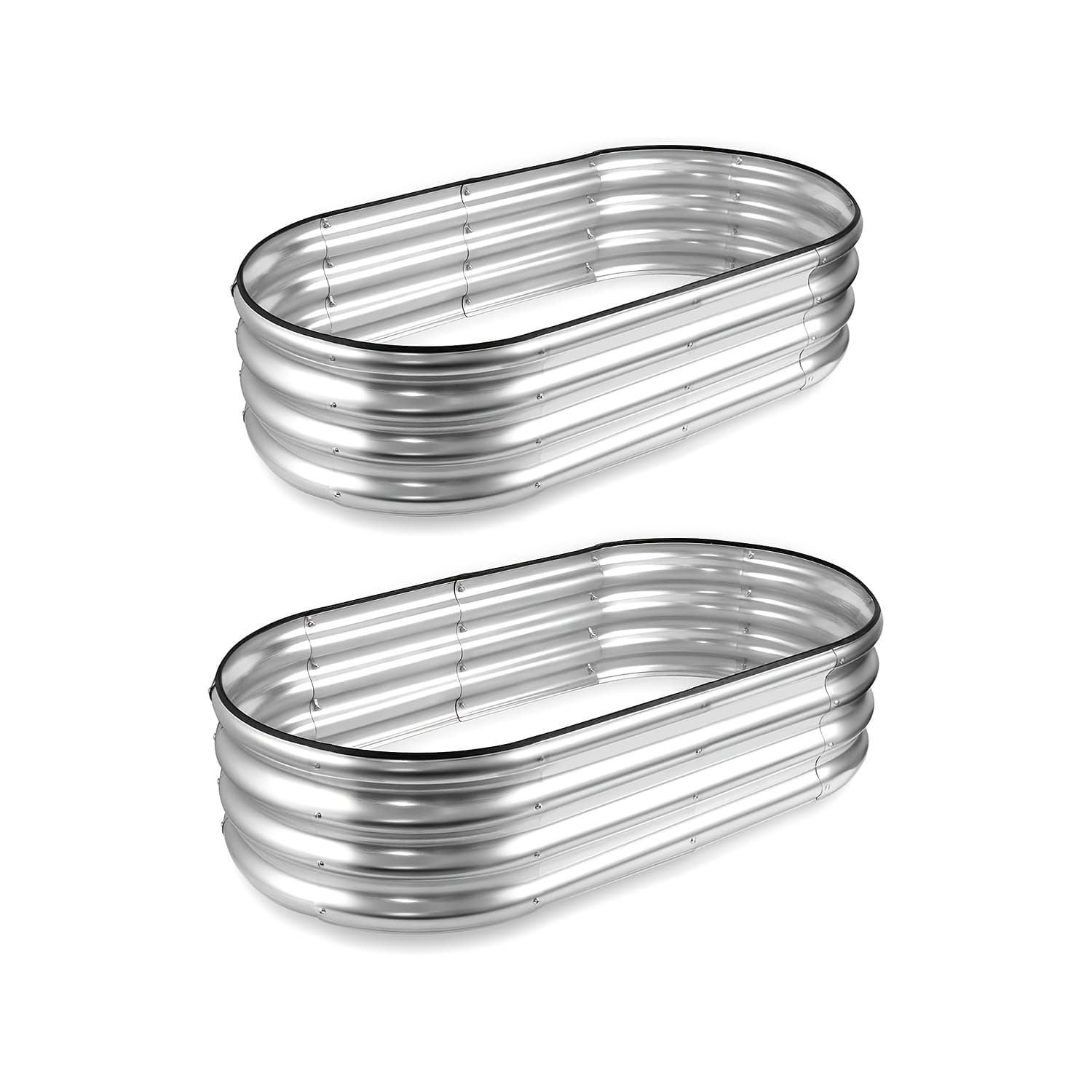 TEMU Bcnvdus 2 Packs Of Galvanized Raised Garden Bed Covers, Galvanized Planting Garden Boxes For Outdoors, Large Oval Metal Vegetable Beds