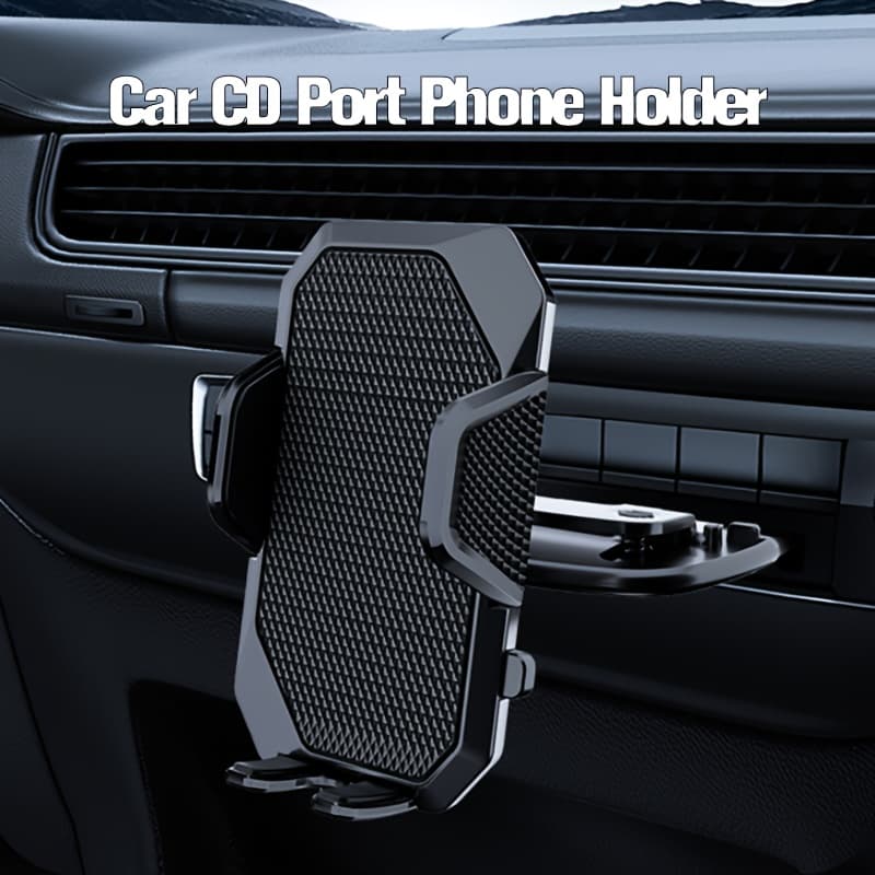 TEMU Adjustable Car Cd Slot Phone Holder – Rotatable, Fit, , Textured Surface For , Phone Holder For Car