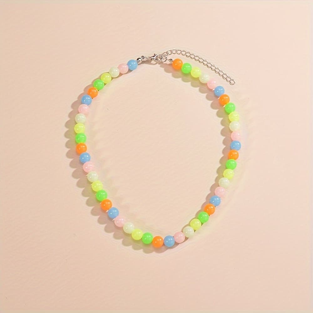 TEMU Bohemian Style -the-dark Acrylic Beads Necklace - Perfect For Birthstones And Thanksgiving Gifts