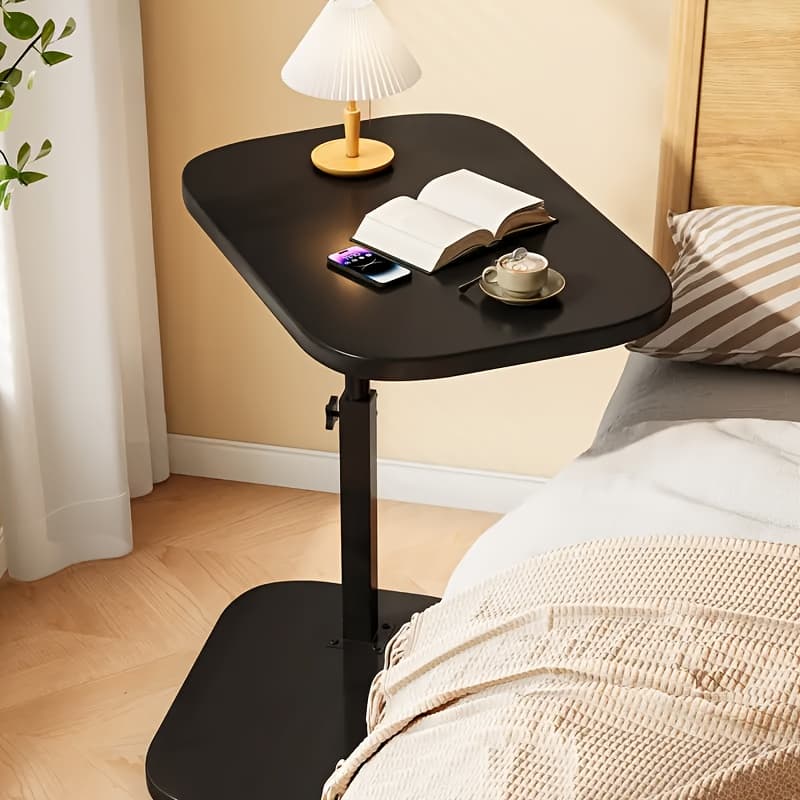 TEMU Adjustable Overbed Table With Wheels Mobile Standing Desk For Use, Height Adjustable Metal Frame, Wooden Top, Rolling Laptop Table For Sofa Or Bedside, | Hardwood Cons