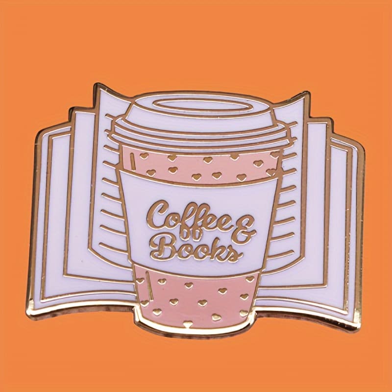 TEMU 1pc "coffee & Books" Collar Pin, Bag Badge, Clothing, Jacket, Hat Decoration Diy Craft Brooch Accessory