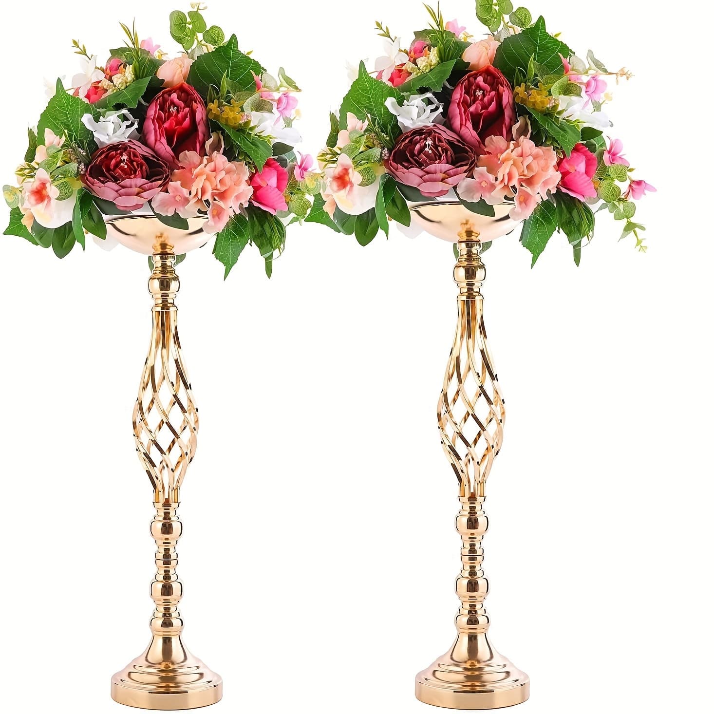 TEMU 2pcs/10pcs Wedding Centerpieces For Reception Tables, Twist Candleholder Stands, Wedding Flower Arrangement Vases, Metal Centerpieces For Wedding Road- Home Decor Golden