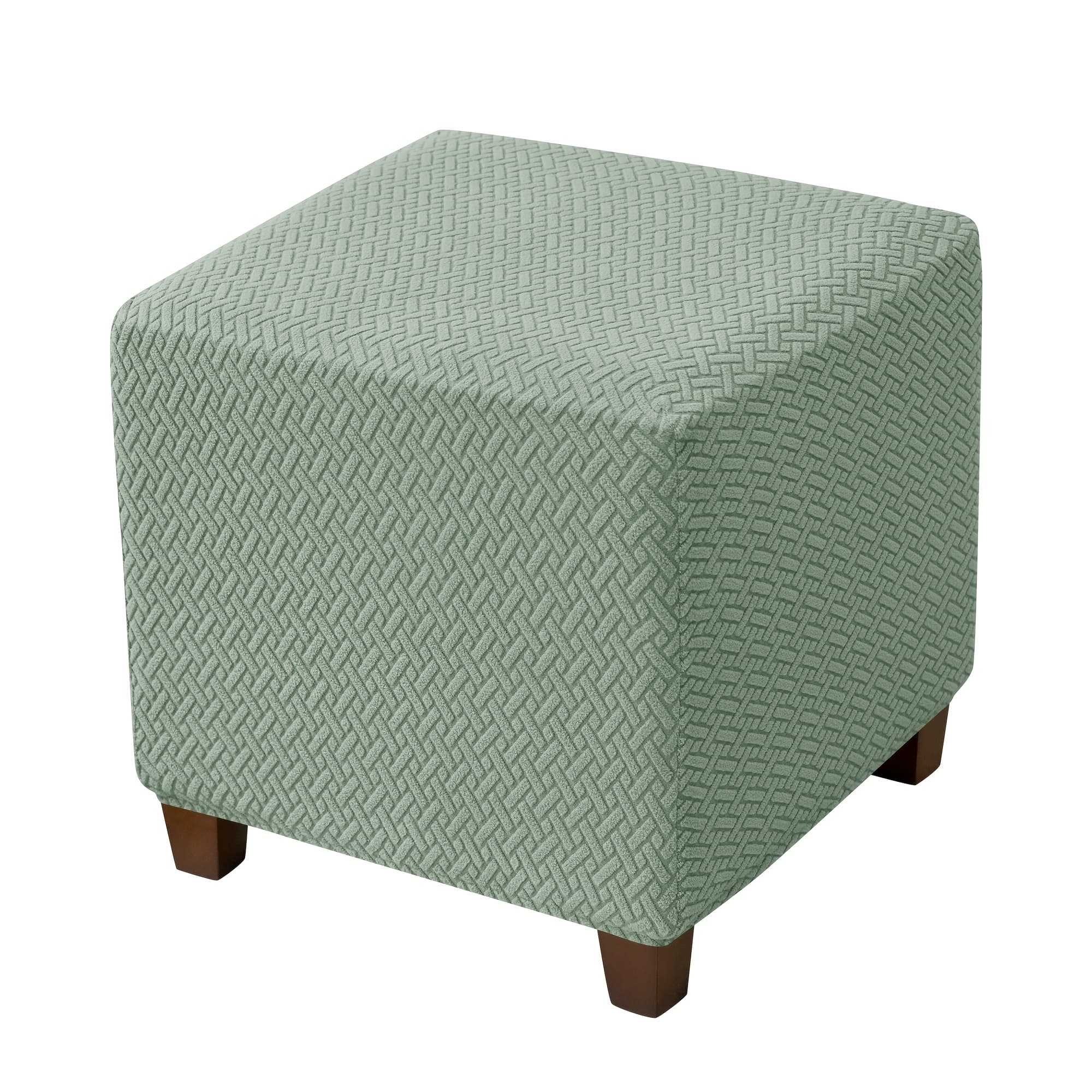TEMU 1pc Jacquard Elastic T-shaped Square Ottoman Cover | Nylon Polyester Corduroy, Machine Washable, Elastic-band Closure