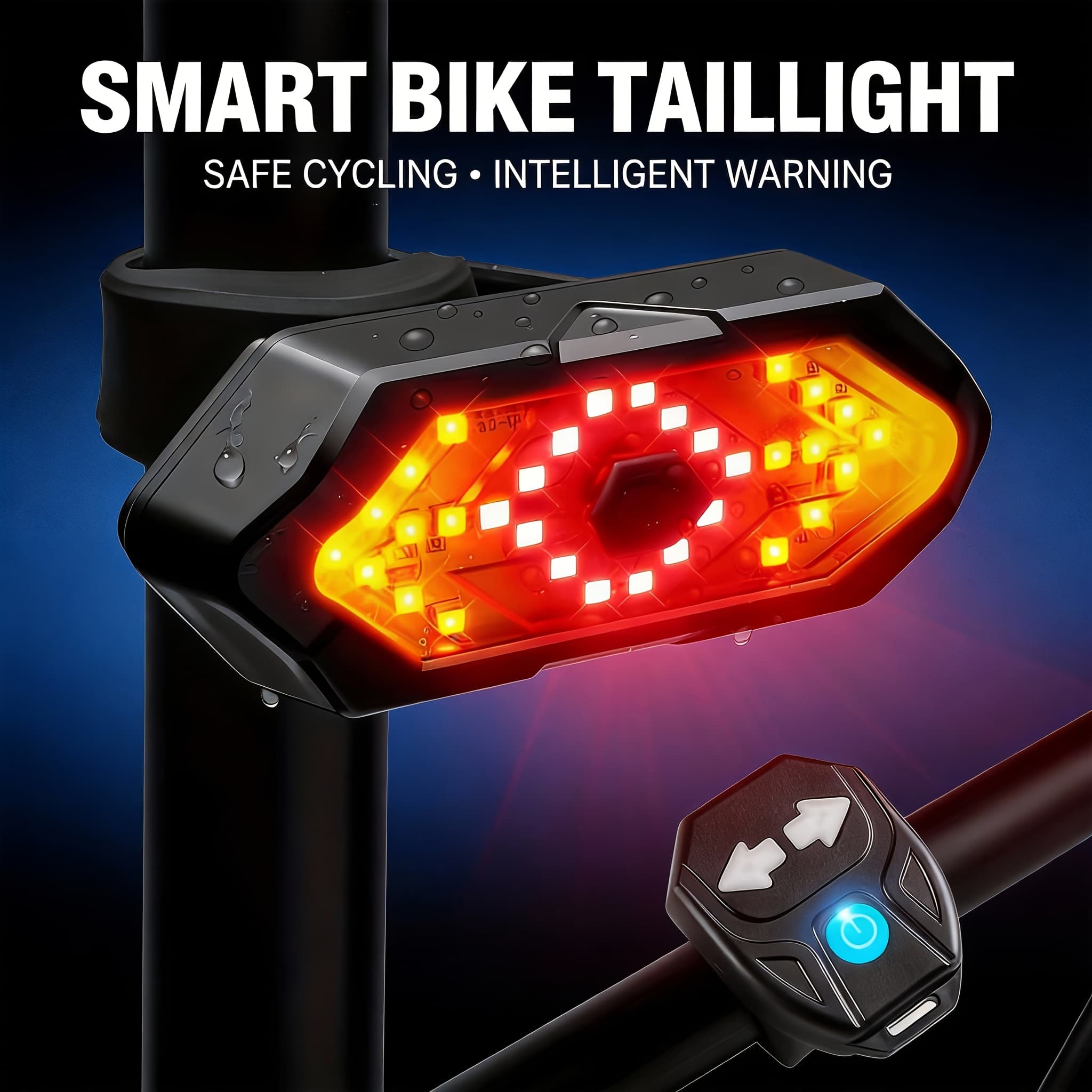 TEMU Light, Bicycle Tail Light With Left & , 650mah, , Safety Warning, Alert Speaker, Highvisibility Light, Red/yellow Light Beads, For Night Riding, Bike Light, Outdoor Cycling, Gifts