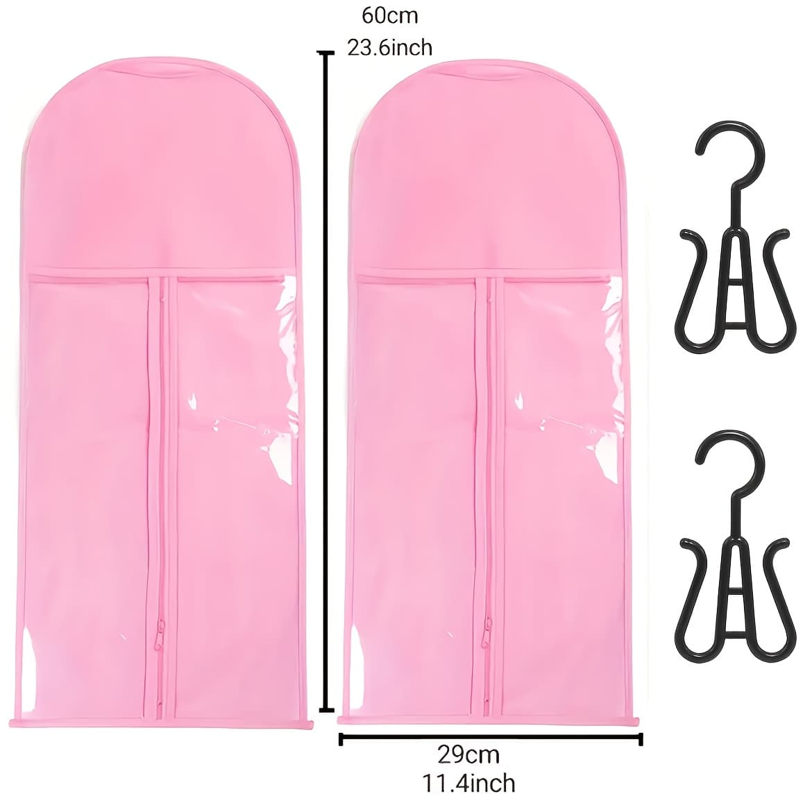 TEMU 4pcs Wig Storage Bag Set, Suitable For Wig Storage And Organization. Includes 2 Bags Measuring Over 60cm And 2 Wig Hangers, An Essential Tool For Wig Storage